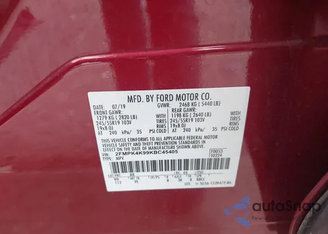 2019 Ford Edge Titanium из США, поврежденный, VIN 2FMPK4K99KBC45405